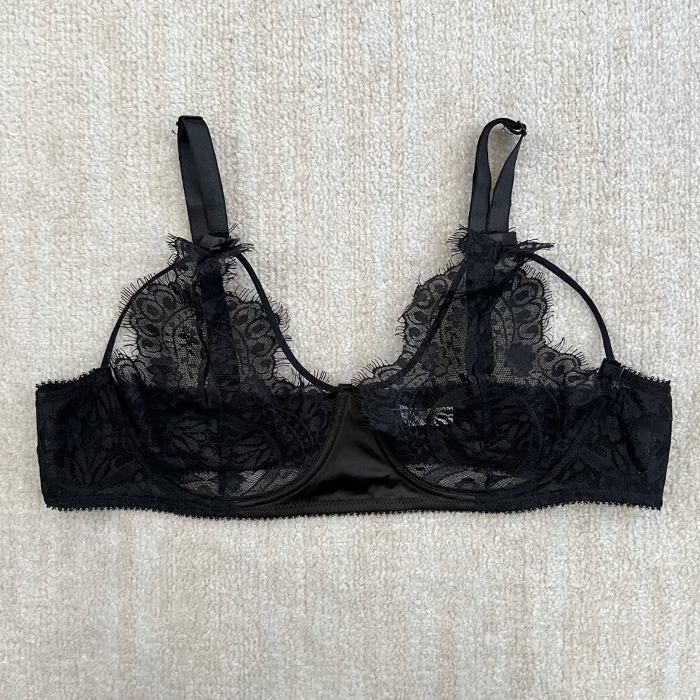 Amazon Oh La La Cheri Strappy Sheer Black Lace Bra 2X